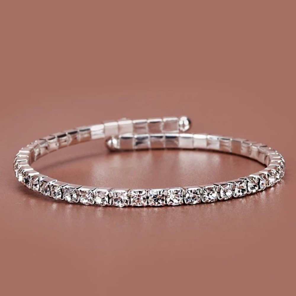 NIP Cuff Bracelet Silver w Sparkly Rhinestones